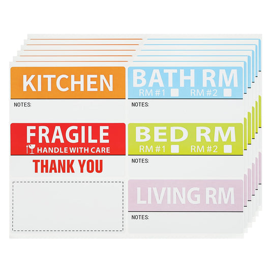 PATIKIL Home Moving Labels, 240 Pack in 40 Sheet 5 Color Coding Labels Packing Box Stickers with Writable Notes Areas for Apartment Moving Wardrobe Boxes