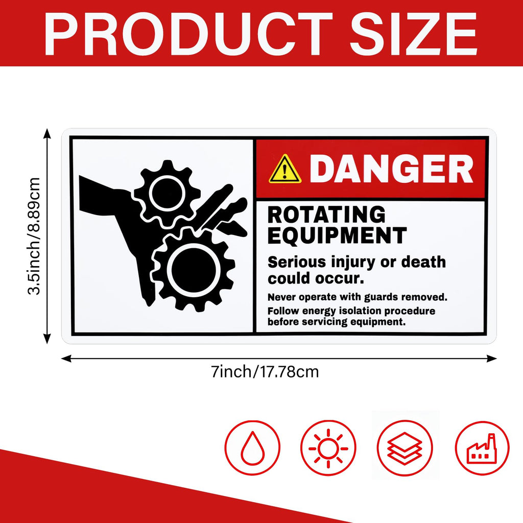 Crtiin 10 Pack Danger Rotating Equipment Safety Labels 3.5"x7" ANSI Z535