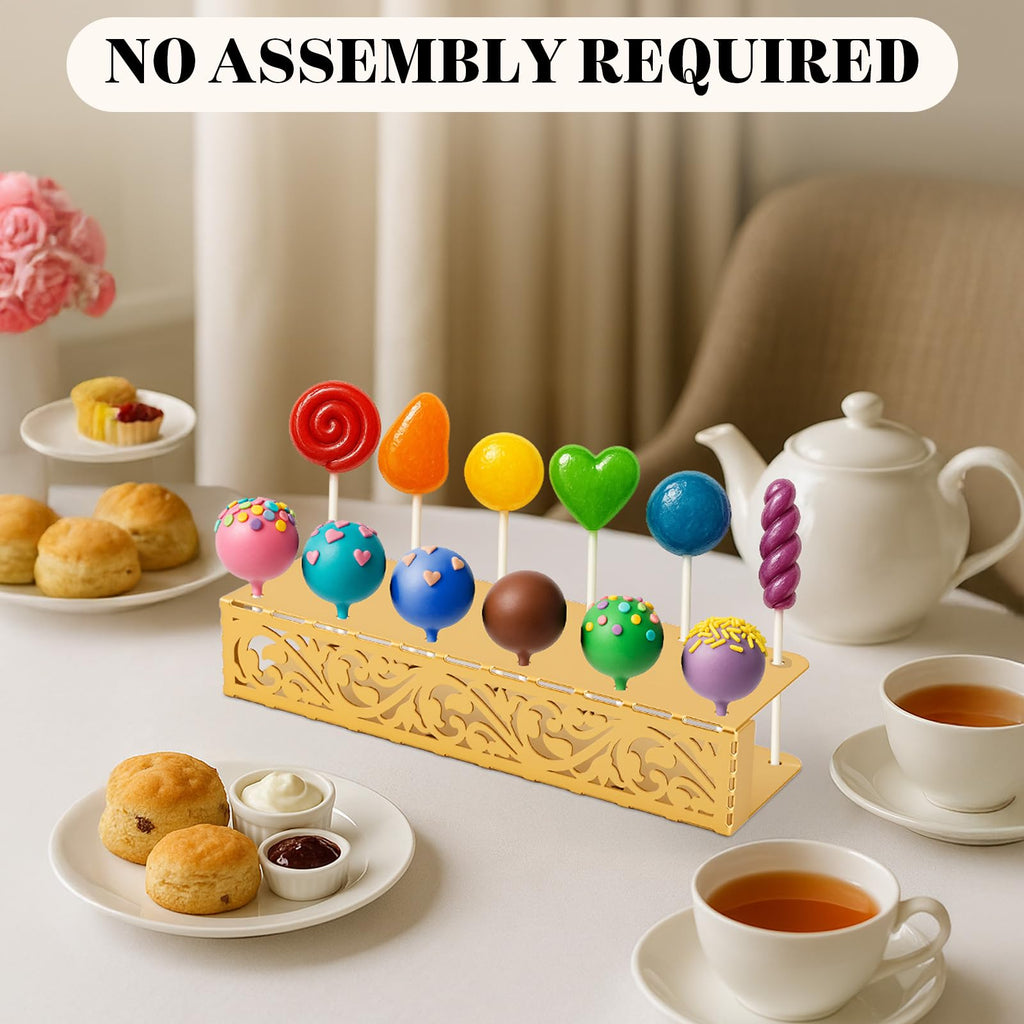 2 Pack Cake Pop Stand, Gold Metal Lollipop Display Holder Stand, 12 Holes Cake Pop Drying Stand, Cake Stand for Wedding, Birthday Party Dessert Table Candy Decorative