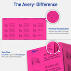 Avery Printable Labels with Sure Feed, 2" x 4", Assorted Neon Colors (Green, Magenta, and Yellow), Removable Adhesive, Laser & Inkjet Compatible, 120 Blank Labels Total (6481)