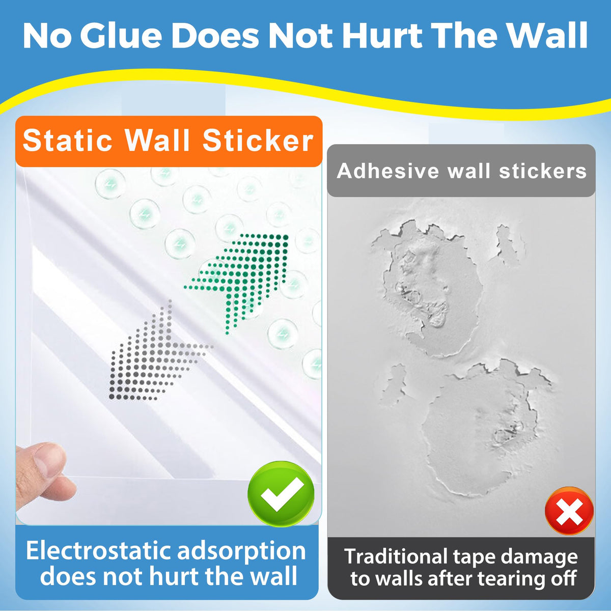 Electrostatic Wall Protective Film, Clear Protector Removable Contact Paper, Transparent Static Cling, Plastic Wall Protector from Trash Can, Chair Back, Furniture, Door 9.84ft 15.7inx9.84ft