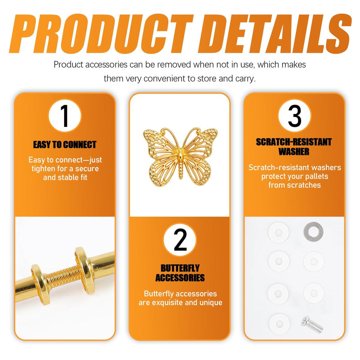 3 Sets of Zinc Alloy Cake Stand Hardware, Heavy Duty 3 Tiered Tray Hardware Kit, Butterfly Cake Plate Stand Handle Stacking Fittings Rod for Serving Dessert Cupcake Fruit Holder (Gold) Gold