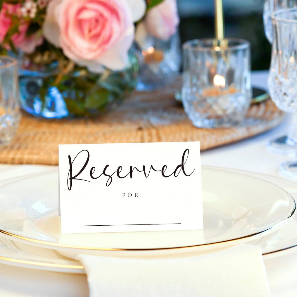 40pcs Reserved Table Signs with Name Line 4x6" Double Sided White 40 pcs