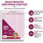 NextDayLabels Patient Sign-in Sheet, 3-Part, Made in USA, Burgundy, 25 Sets