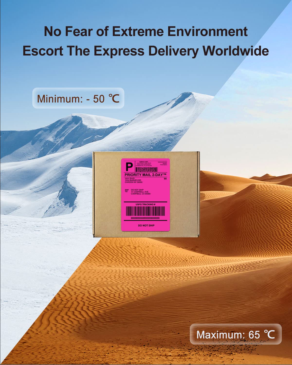 Phomemo 4x6 Thermal Shipping Labels Fan-Fold 500 PCS Adhesive Address Paper Rose 4x6*500