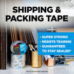 Scotch Heavy Duty Shipping Packaging Tape 3850, Clear, 1.88 in x 54.6 yd (48 mm x 50 m), 12 Pack (12 Rolls), 3.0 Mil Box Sealing Tape 12 Rolls