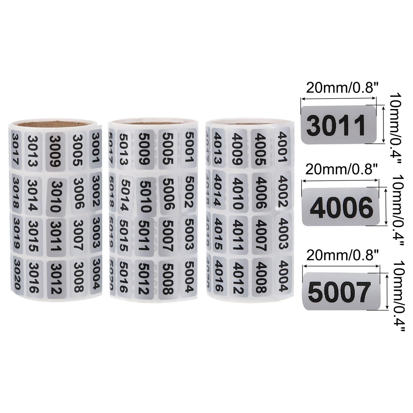 MECCANIXITY Consecutive Number Stickers, 3001 to 4000, 4001 to 5000, 5001 to 6000 Inventory Label Numbers for Office Warehouse Numbering, Total 3000pcs