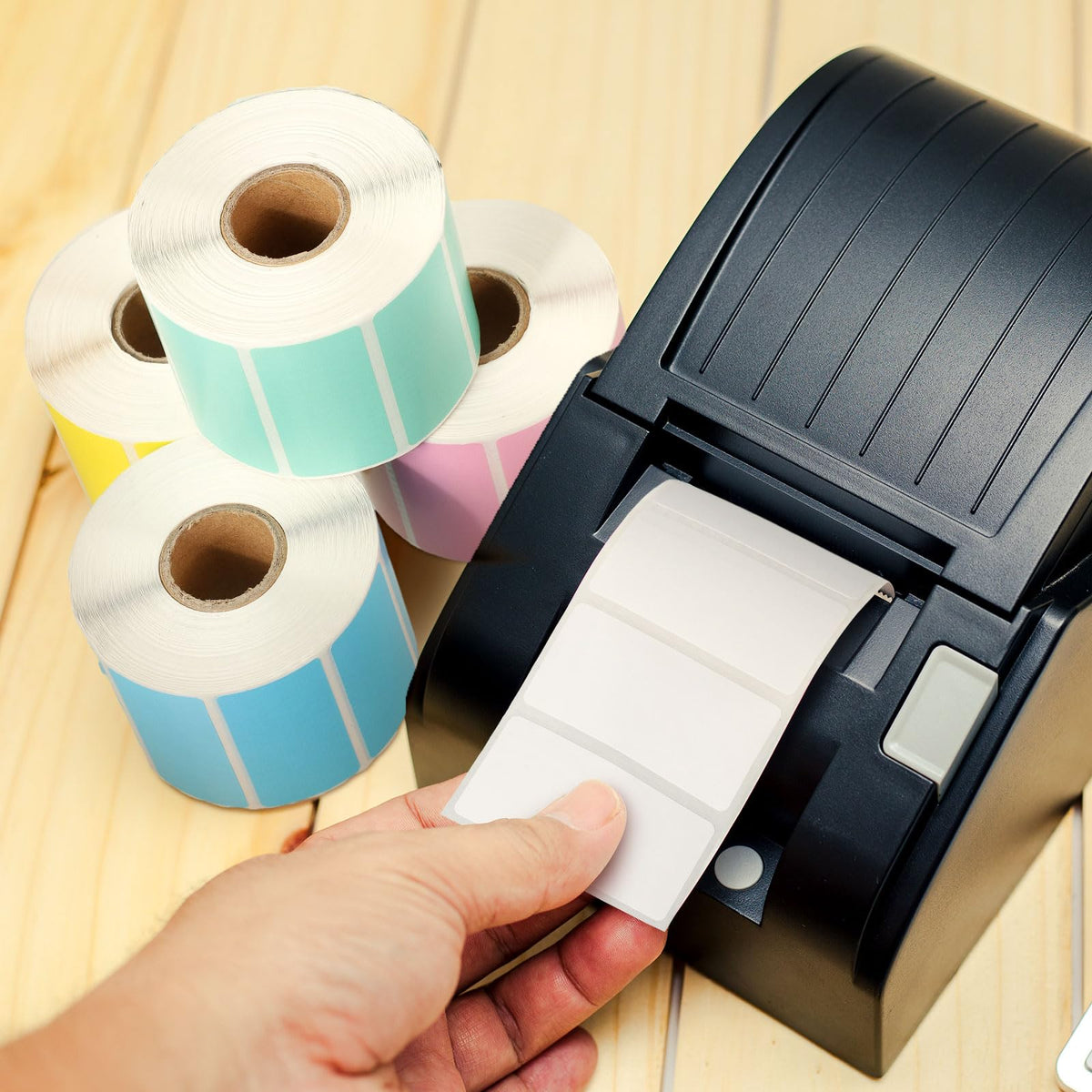 Ireer 5 Rolls Direct Thermal 2" x 1" Thermal Sticker Labels 5 Colors