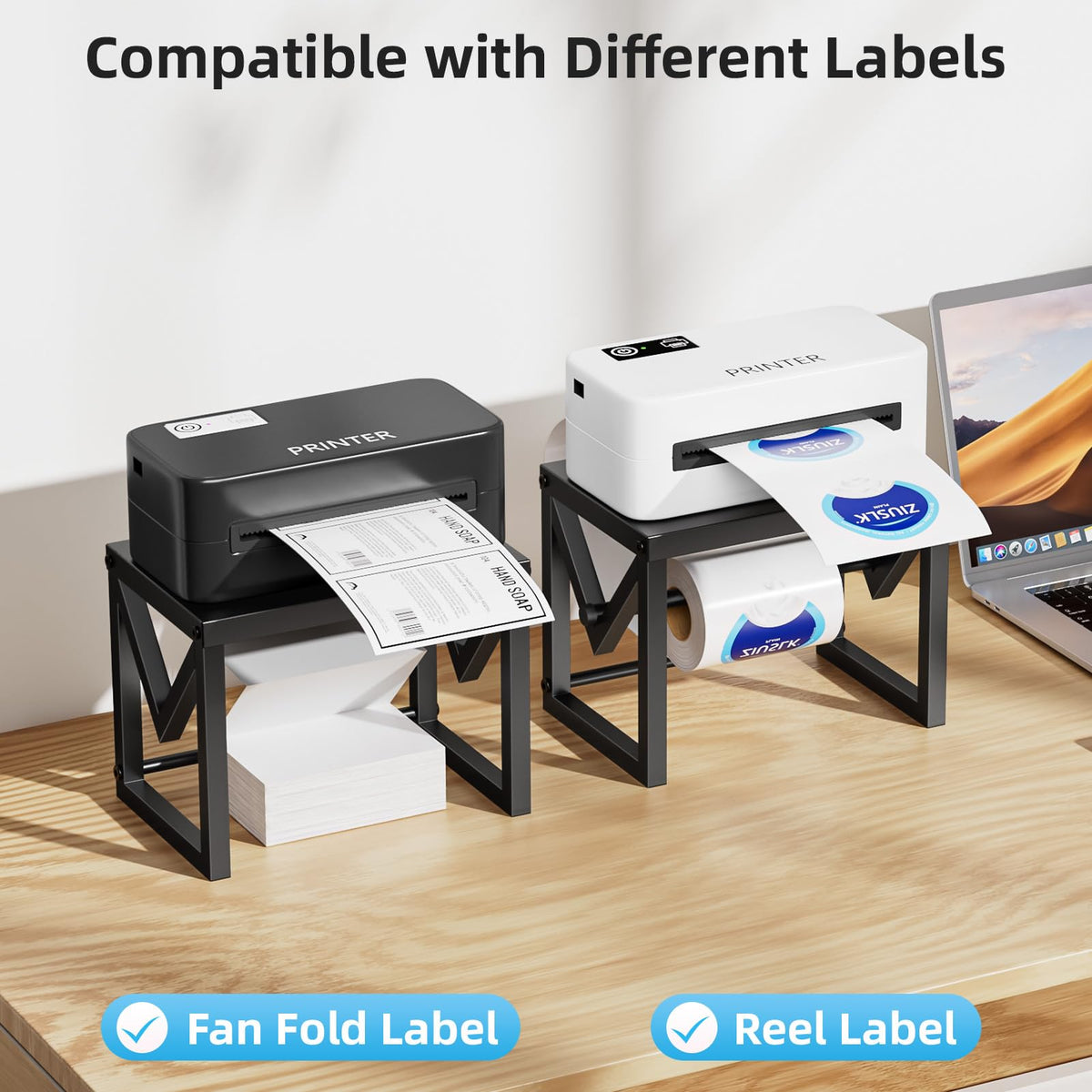 Marbrasse Label Holder for Rolls and Fanfold Labels, Black