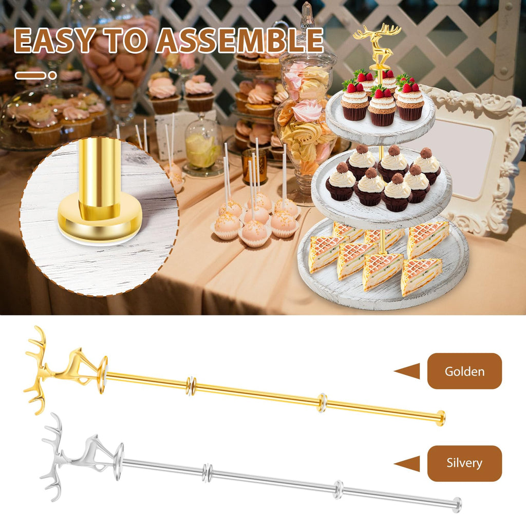 4 Groups Cake Stand Hardware Kits, Zinc Alloy Deer Style Cake Plate Stand, Fitting Smooth Surface Cupcake Holder Hardware Handle for Tea Party