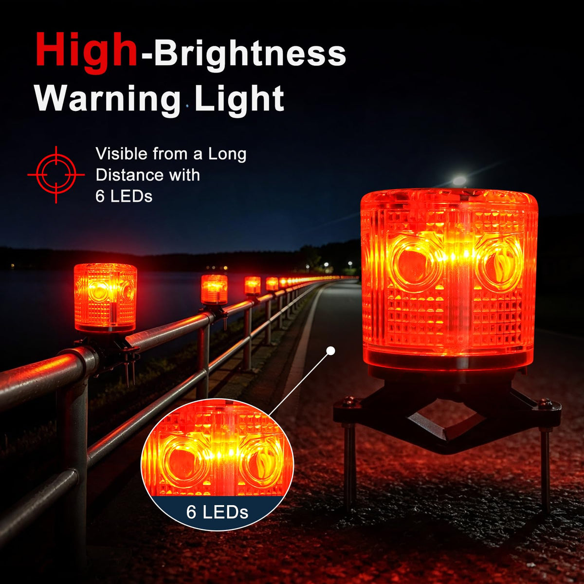 Aolyty Solar Strobe Warning Light, Alternating Red and Blue LED Clamp Base