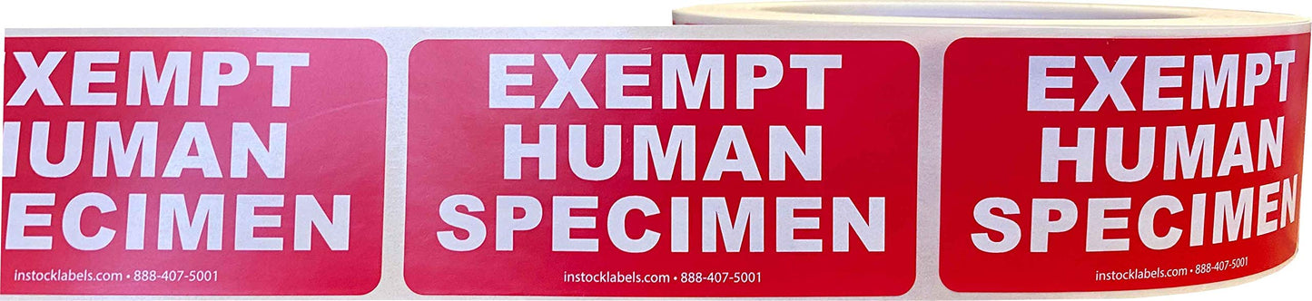 Exempt Human Specimen Medical Healthcare Labels 1.5 x 3 Inch 500 Total Labels