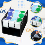 Reallnaive 1 Pcs Adjustable Label Dispenser 3 Disks Sticker Roll Holder Sticker Dispenser Black Label Roll Holder Acrylic Tape Organizer Stand for Office Home Desktop