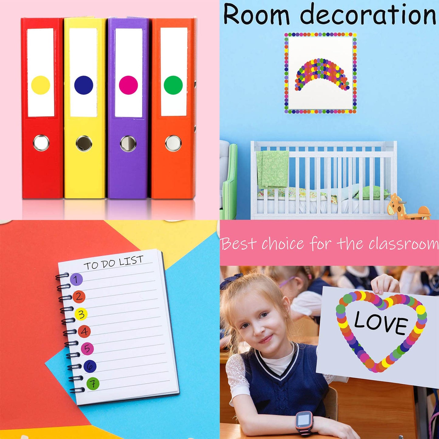 1400 PCS Colored Dot Stickers Round Color Coding Labels Circle Dots Labels Price Stickers Polka Circle Dot Stickers Label Sticker for Office, Classroom, Papers Etc 10 Color/1400pcs 3/4 INCH