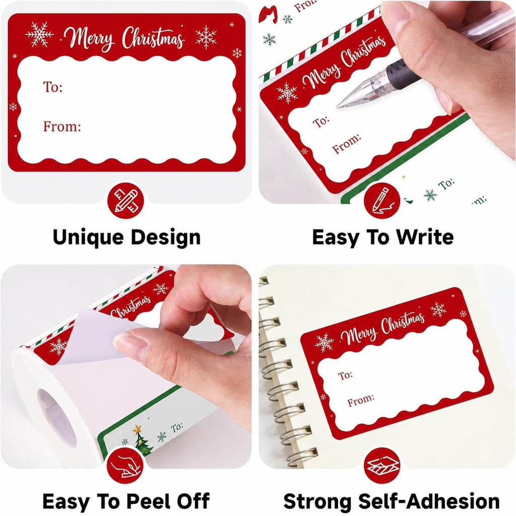 Anwyll 200Pcs Red Name Tag Stickers+1500Pcs Christmas Name Tag Stickers