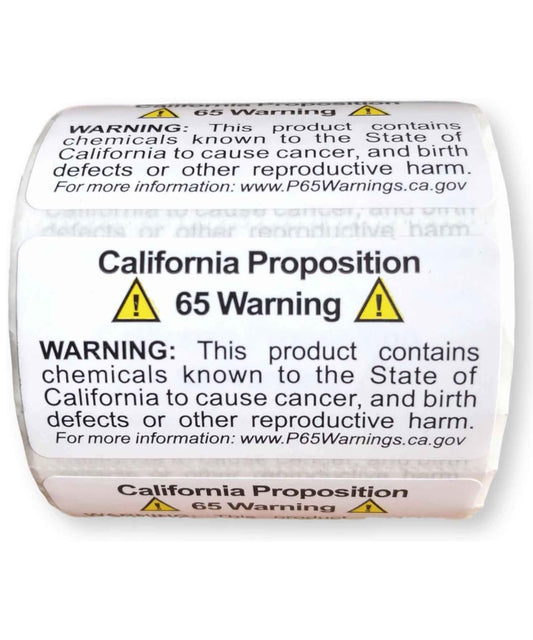 Prop 65 California Warning Labels 500 Count Roll | 1 by 2 Inch Size | Perforated Lines Between Labels for Easy Separating | Perfect for Products and Consumer Alerts | CA 2025 Edition Notice Stickers