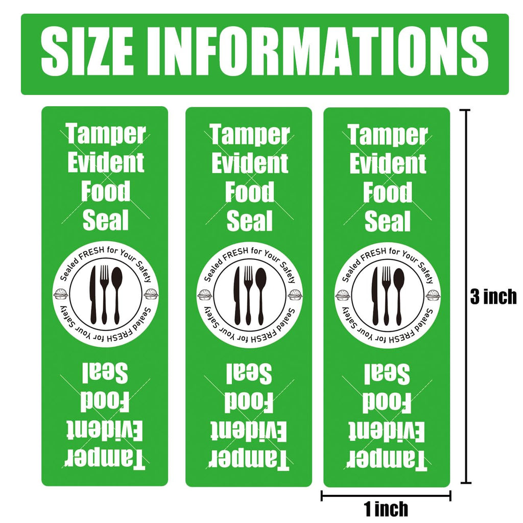 Tamper Evident Food Sealed for Freshness and Safety Stickers 1x 3 Inch Safe Secure Tamper Proof Food Delivery Labels Tamper Resistant Sealed for Containers Jars Mailing Packaging (Green) Green