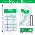 100 PCS Eye Wash Station Inspection Tags Bulk with Wire Ties