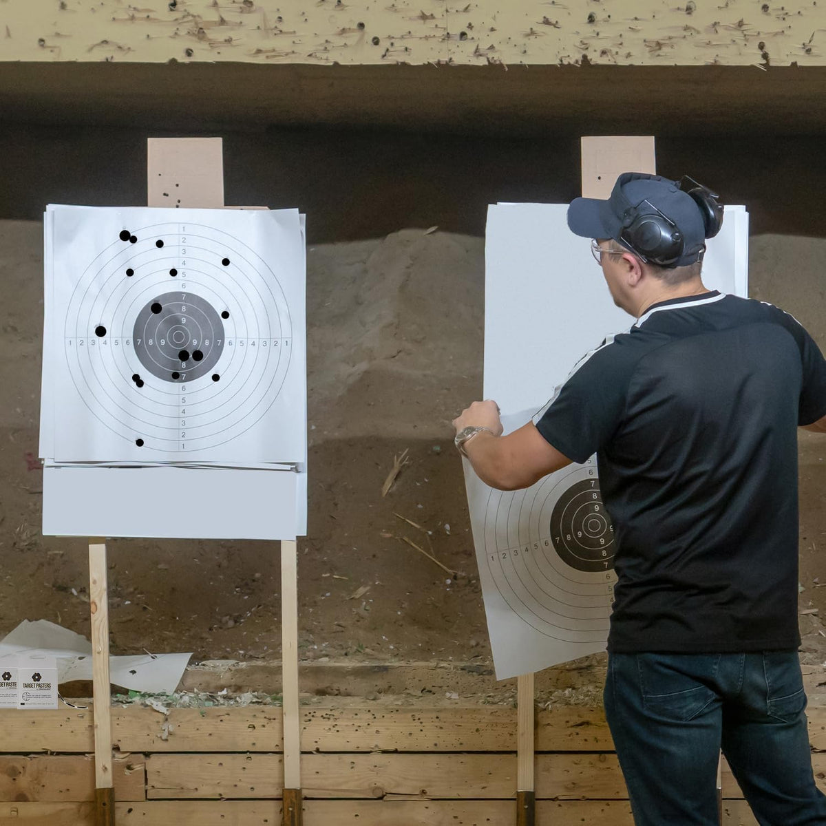 ChromaLabel 1-inch round black target pasters for shooting, 1000 labels per dispenser box, ideal for marksmanship practice