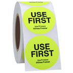 Hybsk Fluorescence USE First Stickers Restaurant Food Service FIFO Label 1.5 Inch Total 500 Labels Per Roll (Fluorescence Yellow) Fluorescence Yellow
