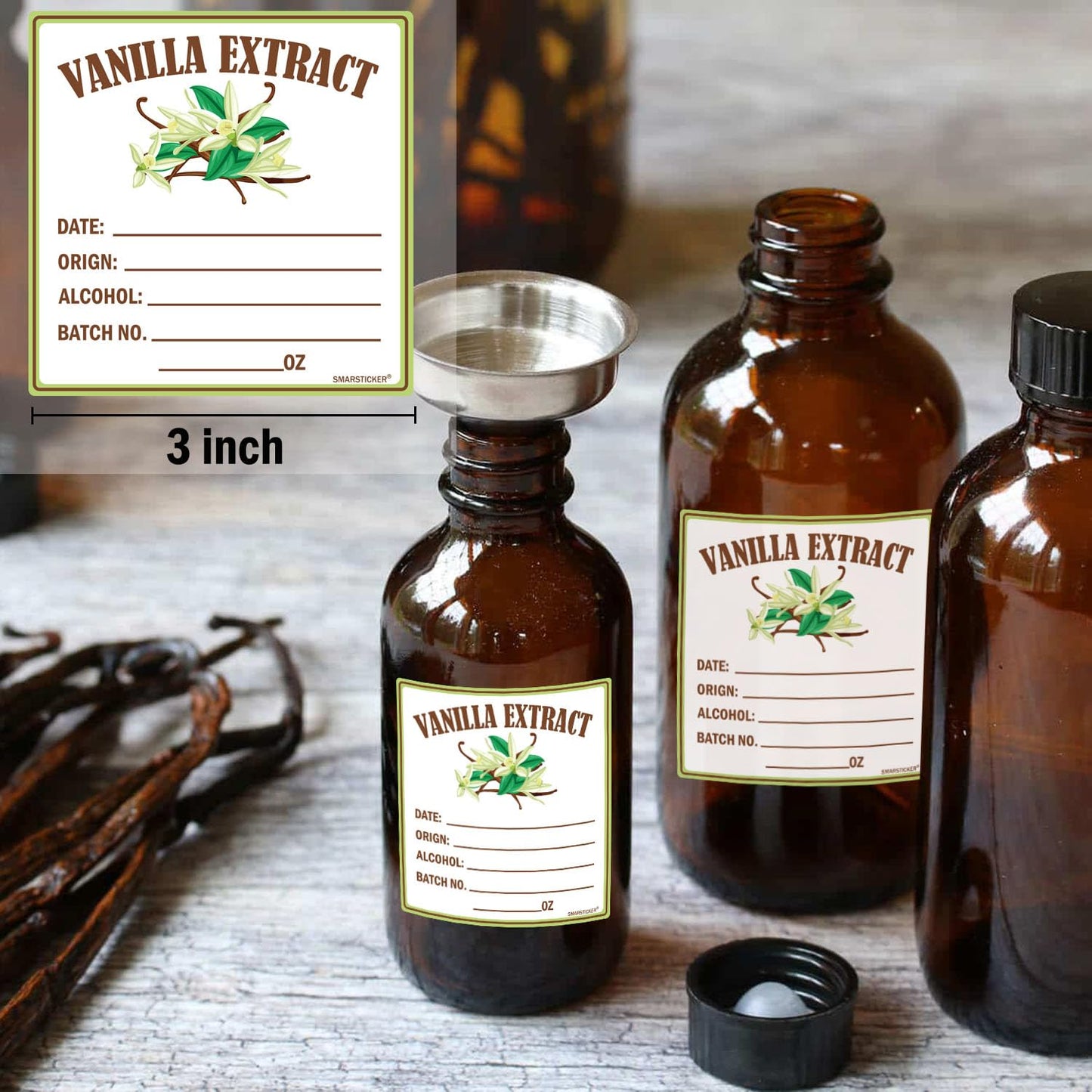 Christmas Vanilla Extract Labels Round Circle Gloss White Labels Homemade Vanilla Stickers for Handcrafted Vanilla Bottles, Gift,Kitchen Pantry,Jar,Organization 250pcs (3 Inch, Color2) 3 Inch
