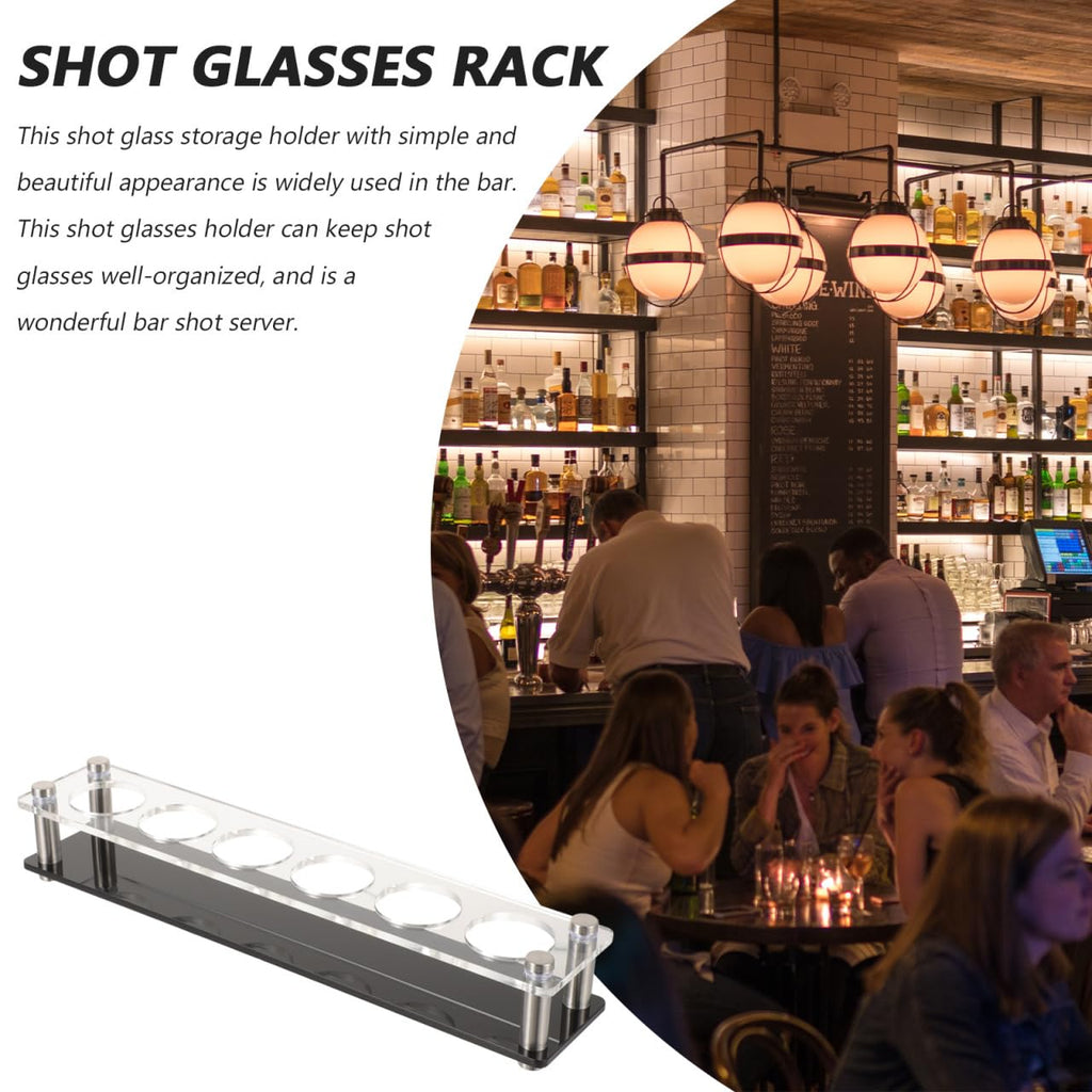 Toyvian Acrylic Shot Glass Holder Tray, 6 Slots Heavy Duty Shot Glasses Server Rack Carrier for Bar Home Gathering Party Festival Nightclub