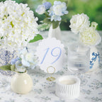Wedding Table Numbers 1-20 for Wedding Reception with Gold Holders Scalloped Blue