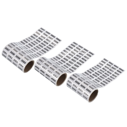 MECCANIXITY Consecutive Number Stickers, 3001 to 4000, 4001 to 5000, 5001 to 6000 Inventory Label Numbers for Office Warehouse Numbering, Total 3000pcs