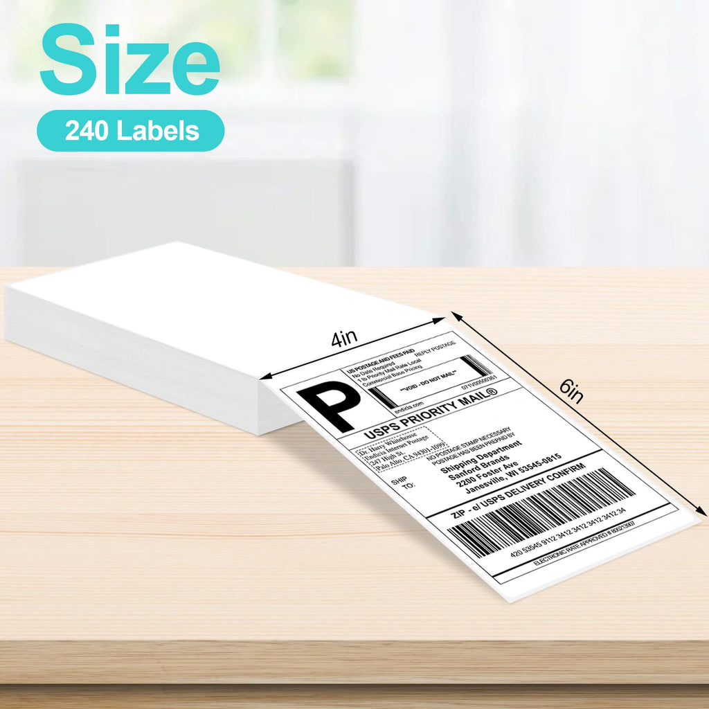 Joyberg 4x6 Thermal Labels - Strong Adhesive, White Thermal Printer Paper 240 Labels