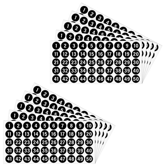 10 Sheets 1 to 50 Number Stickers 1 Inch Round Black Vinyl Consecutive Numbers Stickers 1-50 Tiny Number Stickers Decal for Indoor and Outdoor Waterproof Labels Self Adhesive Number Inventory Stickers