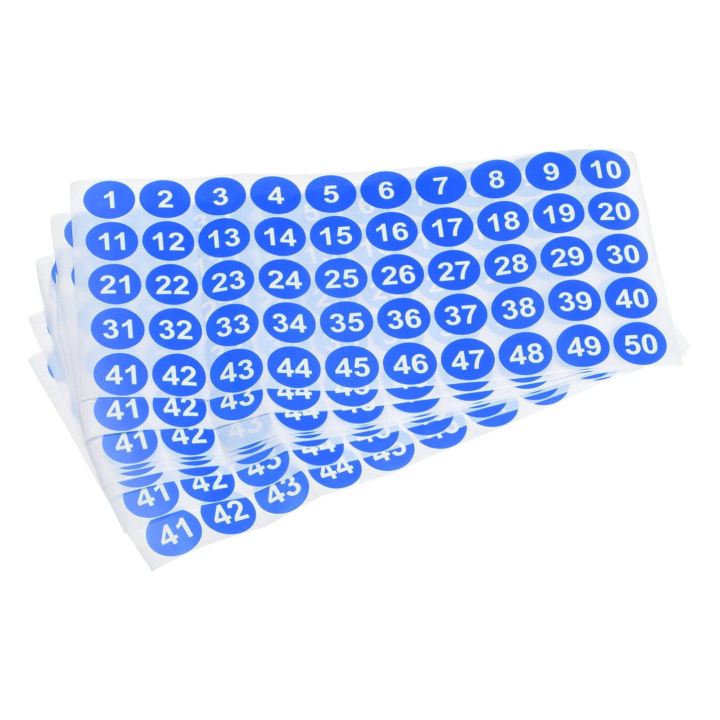 MECCANIXITY 1 to 50 Number Stickers Number Label Self Adhesive Marked Sticker Blue and White for Classification, Pack of 10