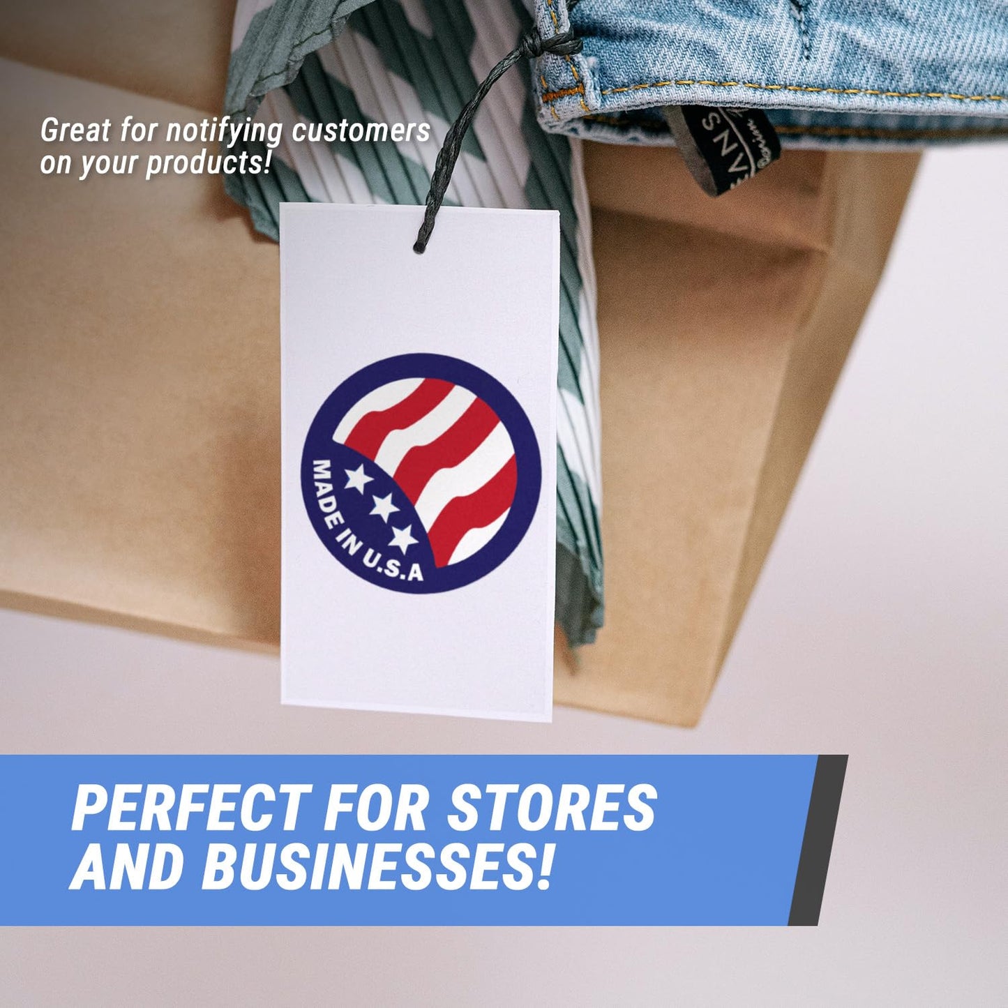 Made in USA Stickers - Patriotic Production Sticker for Products, Manufacturing, Wholesale, Sales, Craft, American Made - 300 Count Circle Dot Labels - 2 Inch Stickers