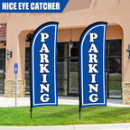 Hahafelt 2 Sets Parking Feather Flag with Pole 7 ft Parking Sign Banner Swooper Flag with Ground Stake and Portable Bag for Business Outside Event (Blue) Blue