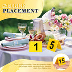 SEWACC 15 Pcs Acrylic Table Number Cards, Sturdy Plastic Yellow Restaurant Place Cards with Black Numbers 1-15, High Visibility Table Tents for Cafes And Banquets, Seating Markers