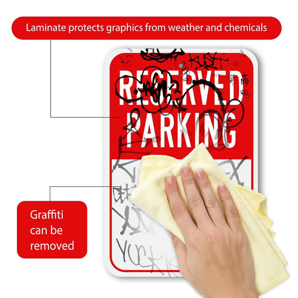MUXYH Blank Reserved Parking Sign, Write-On Sign, 18” x 12” Rust Free Heavy Duty Aluminum Reflective Warning Signs, UV Protected, Fade Resistant, Weatherproof - Easy to Mount - Outdoor use Red 1