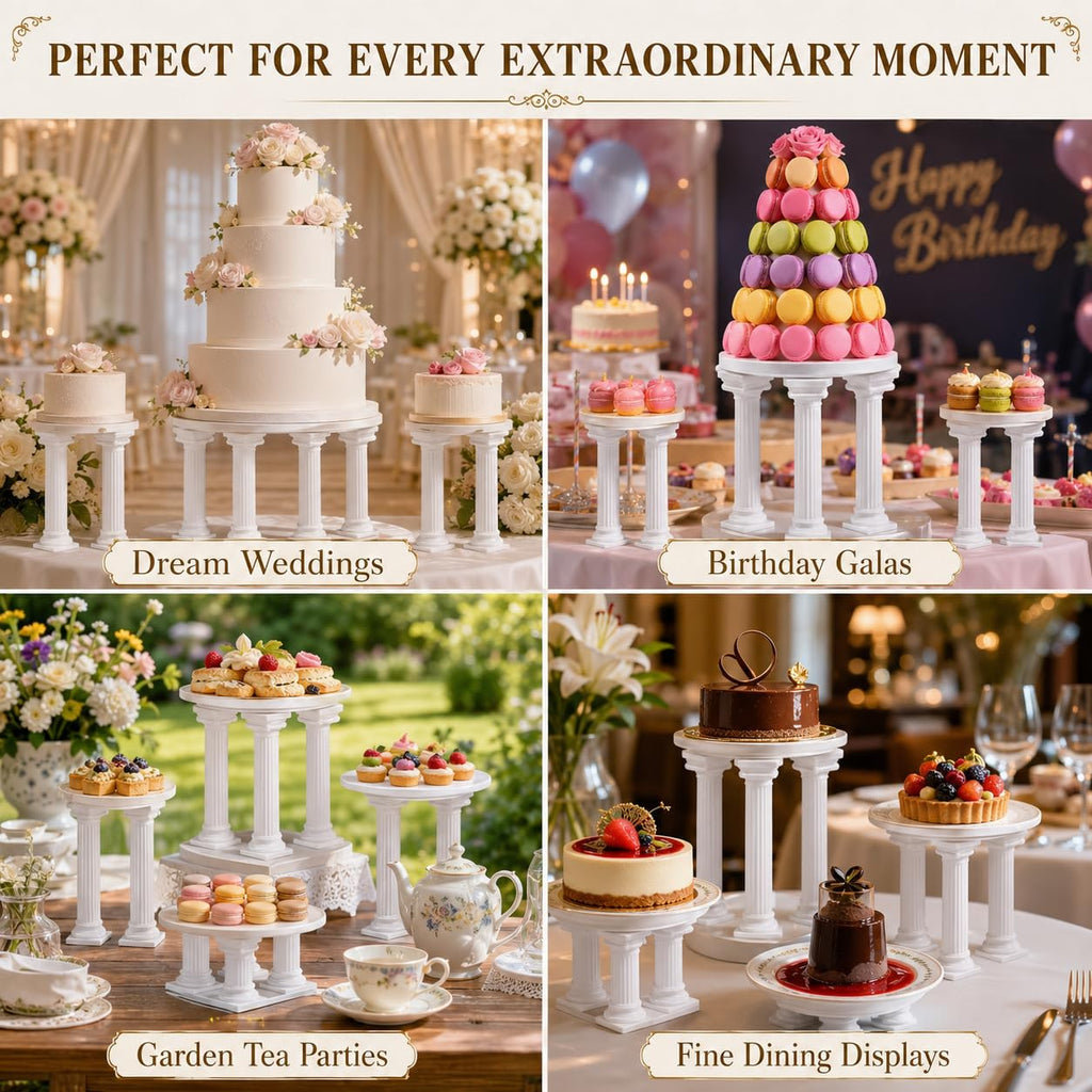 Cabilock 8 Pack Cake Pillars, 4.92 Inch Roman Column Cake Separator