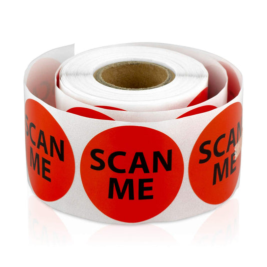 300 Labels - 1.5 inch, Round - Circle Dot Scan Me Labels with Self Adhesive, Ideal for Tracking Number Updates, Shipping Mailing Labels/Stickers (Bright Redl) 300 Labels Fluorescent Red
