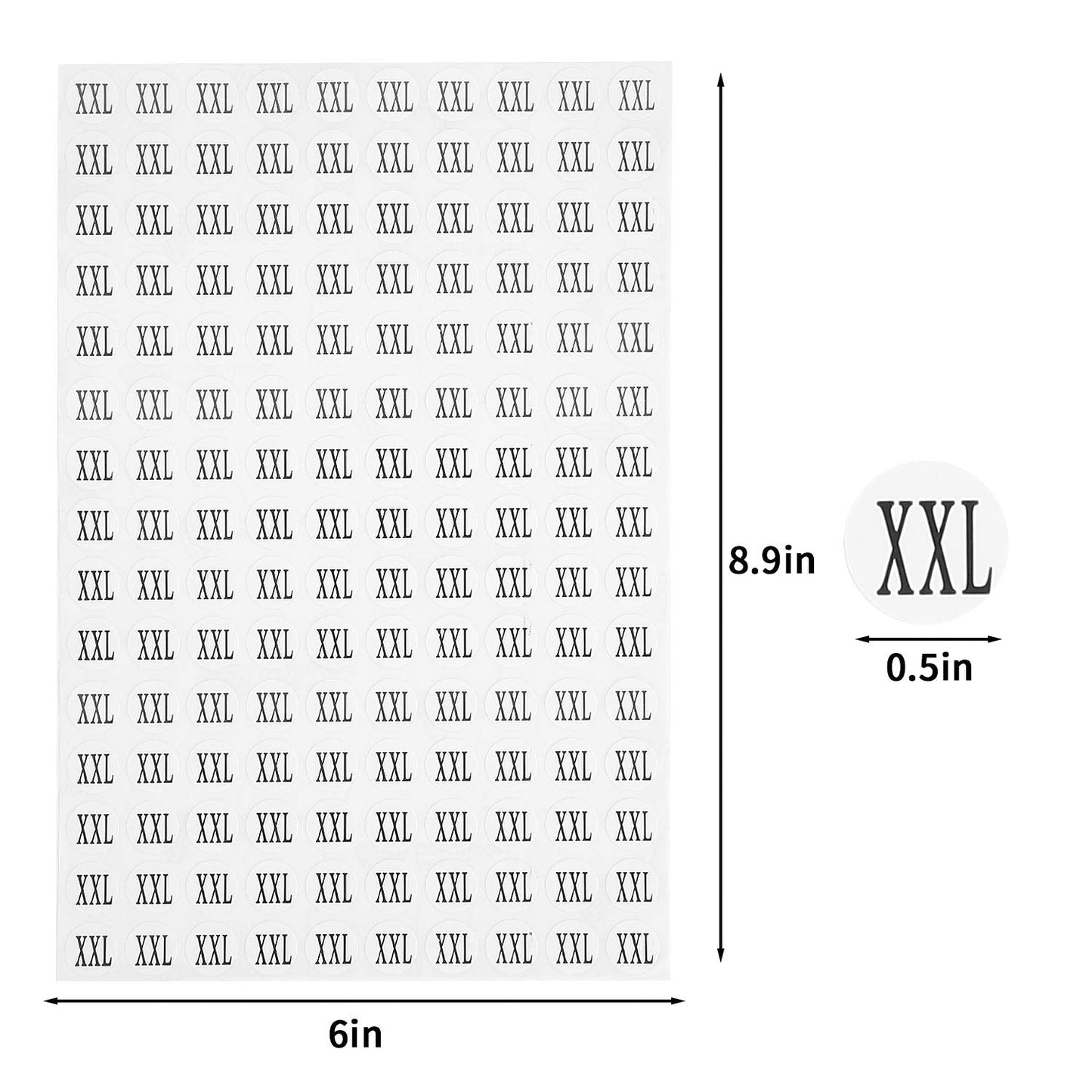 DIYASY Clothing Size Stickers,28 Sheets Round Clothing Labels Stickers All 7 Sizes (XS/S/M/L/XL/XXL/XXXL) Pack of 4200 (0.6 Inches)