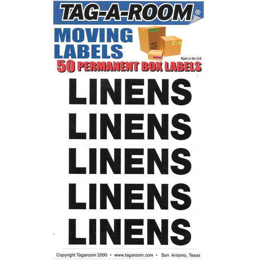 Tag-A-Room Box Content Moving Label (Linens) Linens