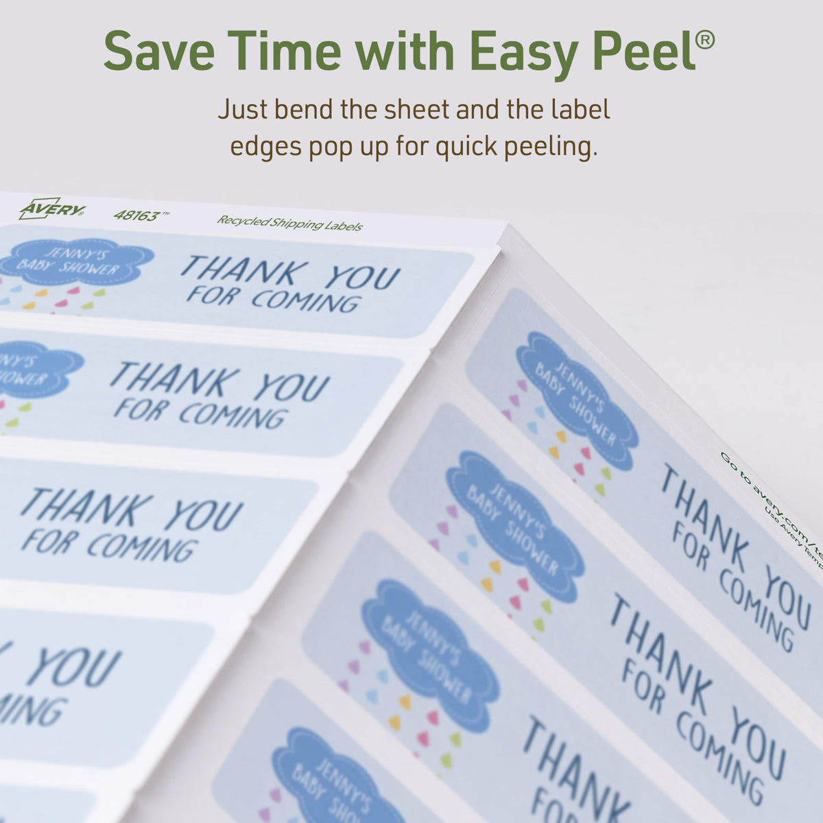 Avery® EcoFriendly Recycled Shipping Labels, 2" x 4", White, Permanent Adhesive, Laser & Inkjet Printers, 1,000 Total, Great for Shipping and Mailing, Product Merchandising, and More (48163) 1,000 labels 2" x 4"