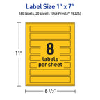 Avery® Printable Rectangle Labels, Sure Feed® Technology, 1" x 7", Bright Yellow Labels, Print-to-The-Edge, Laser/Inkjet Printable, 160 Total, Great for Candles and Jars 160 labels