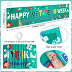 HOWAF Happy Vet Tech Week Banner, Veterinary Technician Appreciation Yard Banner, Dog Cat Paw Print Pet Clinic Outdoor Fence Hanging Sign, Vet Staff Thank You Party Decorations Supplies