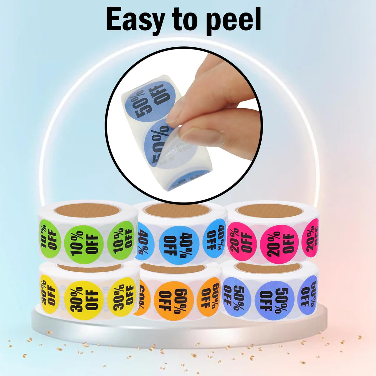 3000Pcs Discount Stickers,1 in Percent Off Sale Stickers,6 Rolls