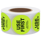 Hybsk Fluorescence USE First Stickers Restaurant Food Service FIFO Label 1.5 Inch Total 500 Labels Per Roll (Fluorescence Yellow) Fluorescence Yellow