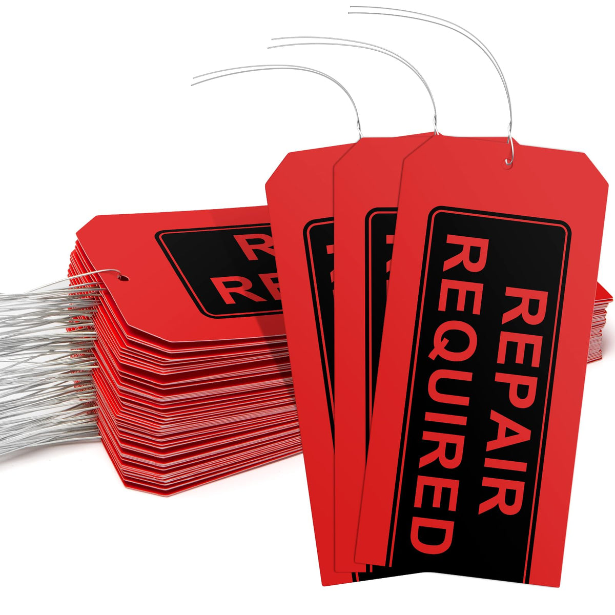 Repair Required Tags with Wires Attached (Pack of 100),Maintenance Repair Label Tags with Wire