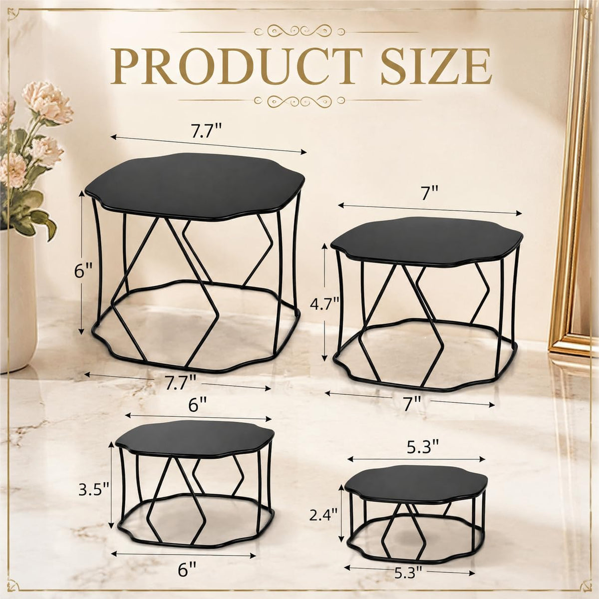 4 Pack Metal Food Display Risers, Pizza Stand with Nesting Design