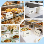 30 Pack Mini Clear Sign Display Holder with Blank Labels,3.5*2.4 Inch Horizontal Slanted L-Shape Plastic Name Card Price Card Tag Label Counter Top Stand