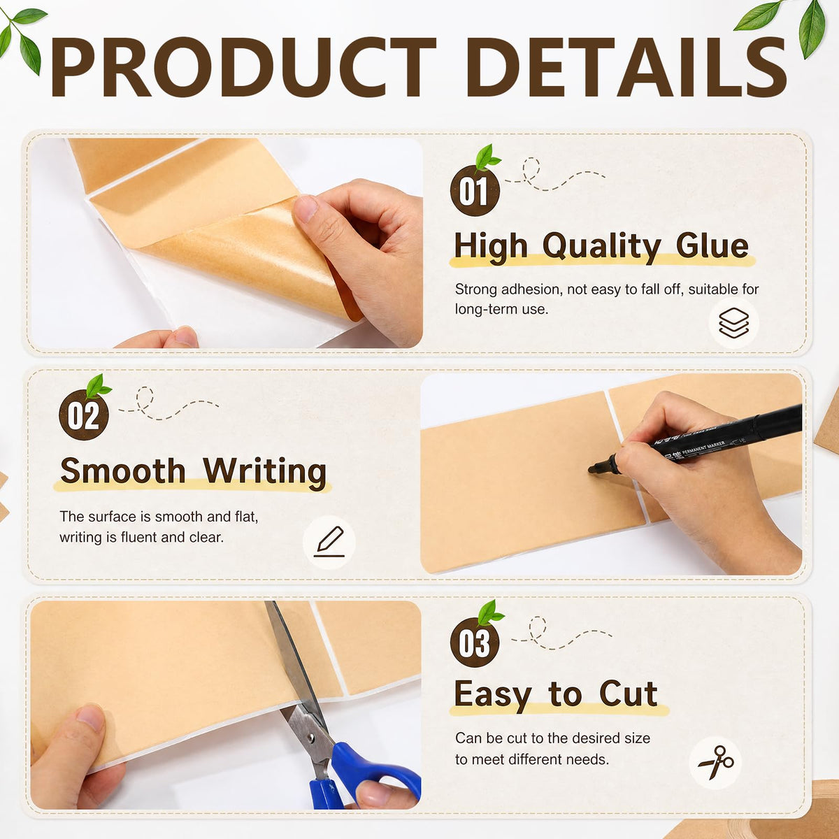 4 x 6 Inch Brown Kraft Stickers 500 Pcs Kraft Packages Labels