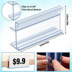 Kathfly 50 Pcs Shelf Label Holder 1.25" x 2.5" Clear PVC Clips, 3/4" Thick