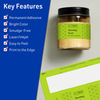 Avery Printable Rectangle Labels, Sure Feed Technology, 3" x 7", Bright Green Labels, Print-to-The-Edge, Laser/Inkjet Printable, 60 Total, Great for Candles and Jars 60 labels
